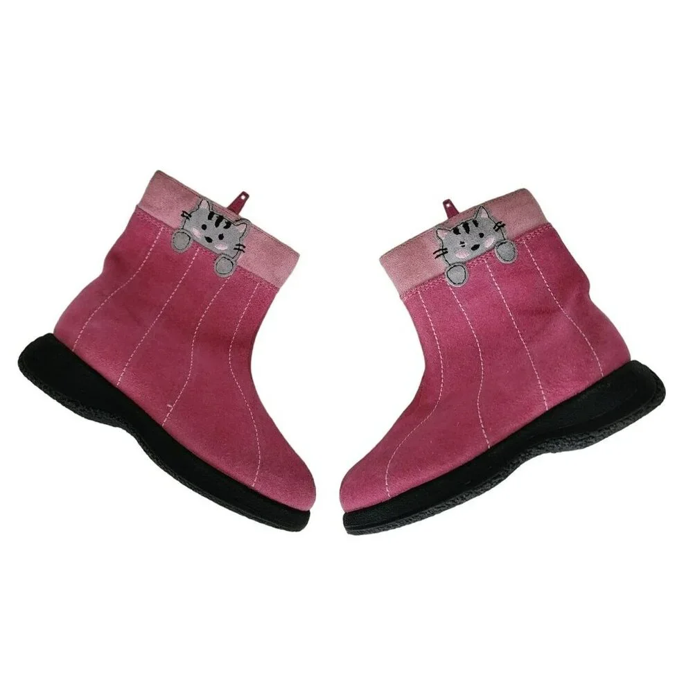 Munchkin Kids Girls Pink Peek A Boo Pink Snow Winter Ankle Boots Size 7W